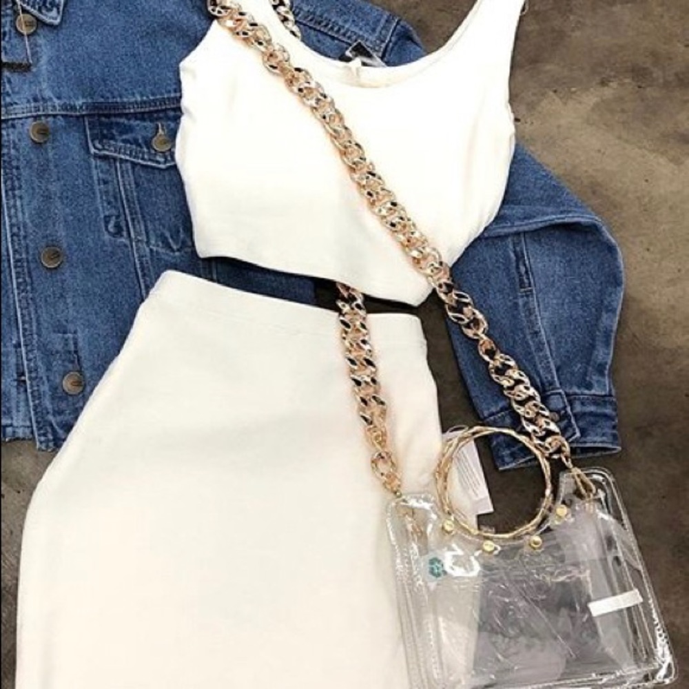 Matching white skirt set